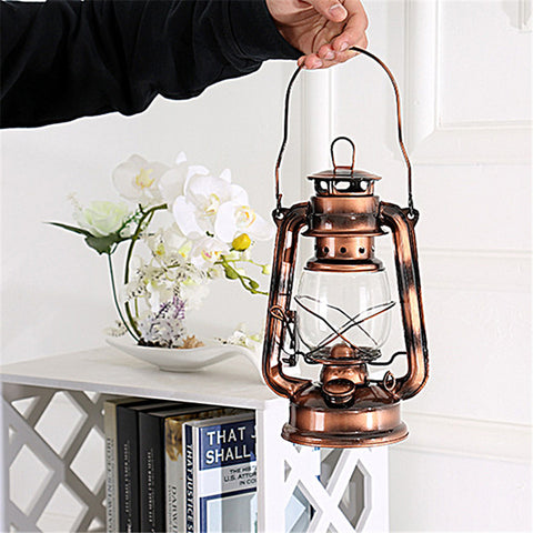 Antique Bronze Iron Candle Holder Lantern Lamp